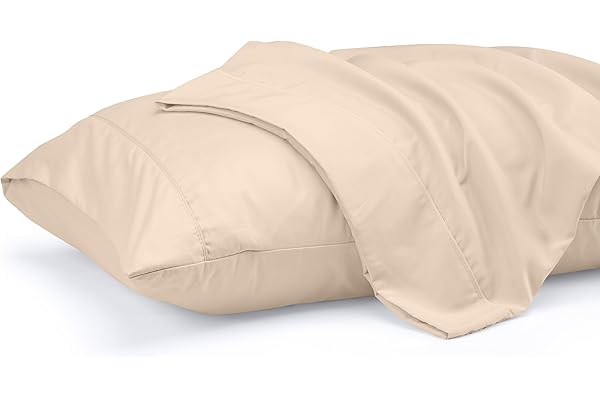 Utopia 床上用品枕套标准尺寸 2 件装 – 柔软拉绒超细纤维 – 信封闭合 – 非常适合医院、酒店、客房 – 通过 Oeko-TEX 认证,50.8 x 66.0 厘米(米色)