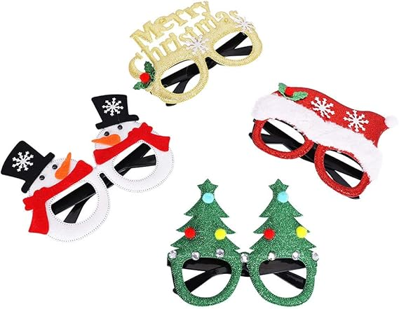 2 件圣诞眼镜闪光节日派对眼镜框架圣诞装饰